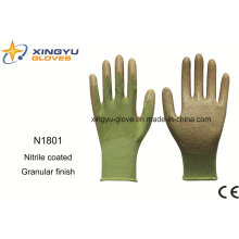 Gants de travail de sécurité enduits de nitrile de coquille de polyester (N1801-1)